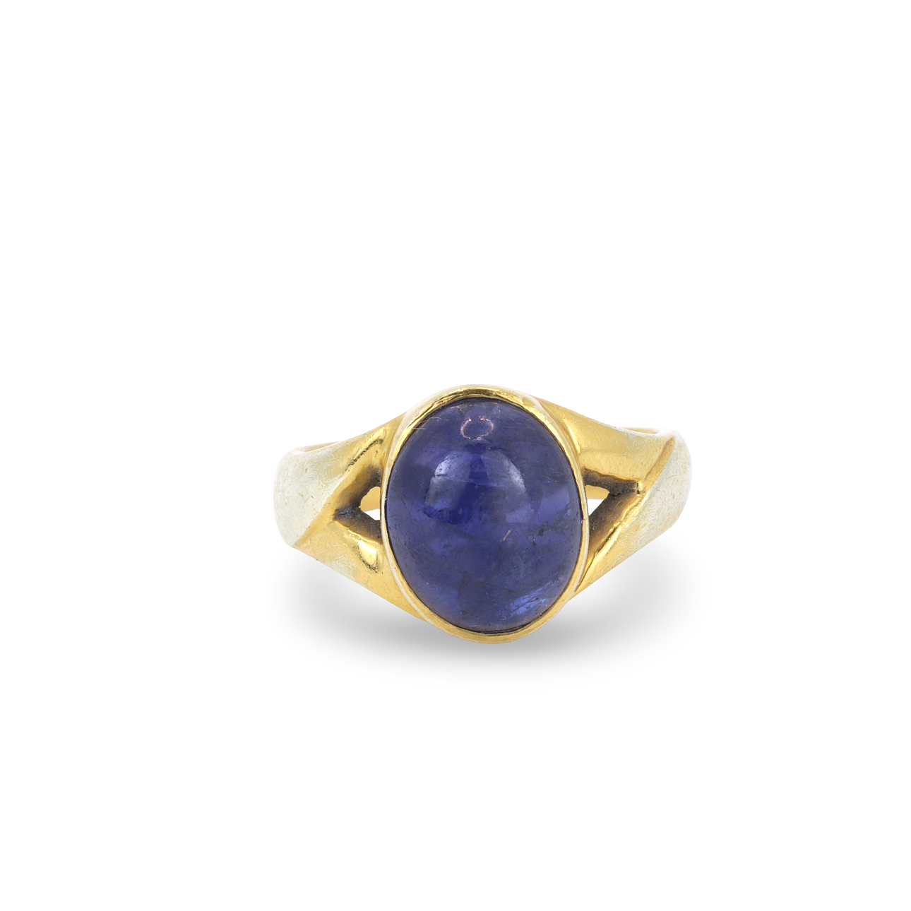 9KT GULGULDSRING MED 5KT SAFIR.