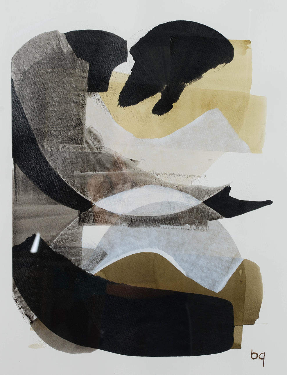 BIRGITTA GLENMARK. Composition, acrylic on paper, monogram signed.