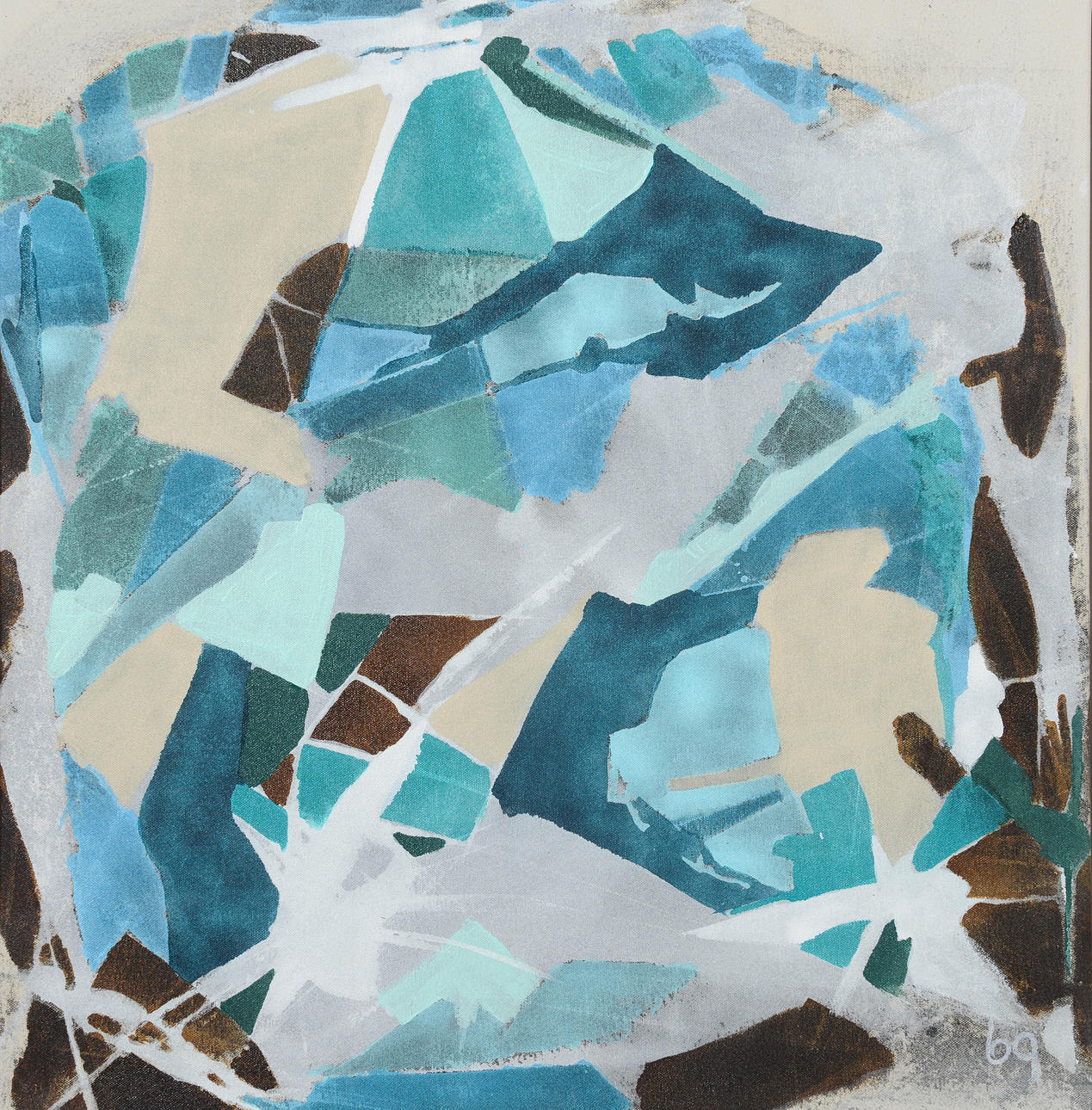 BIRGITTA GLENMARK. Composition, acrylic on canvas, monogram signed.