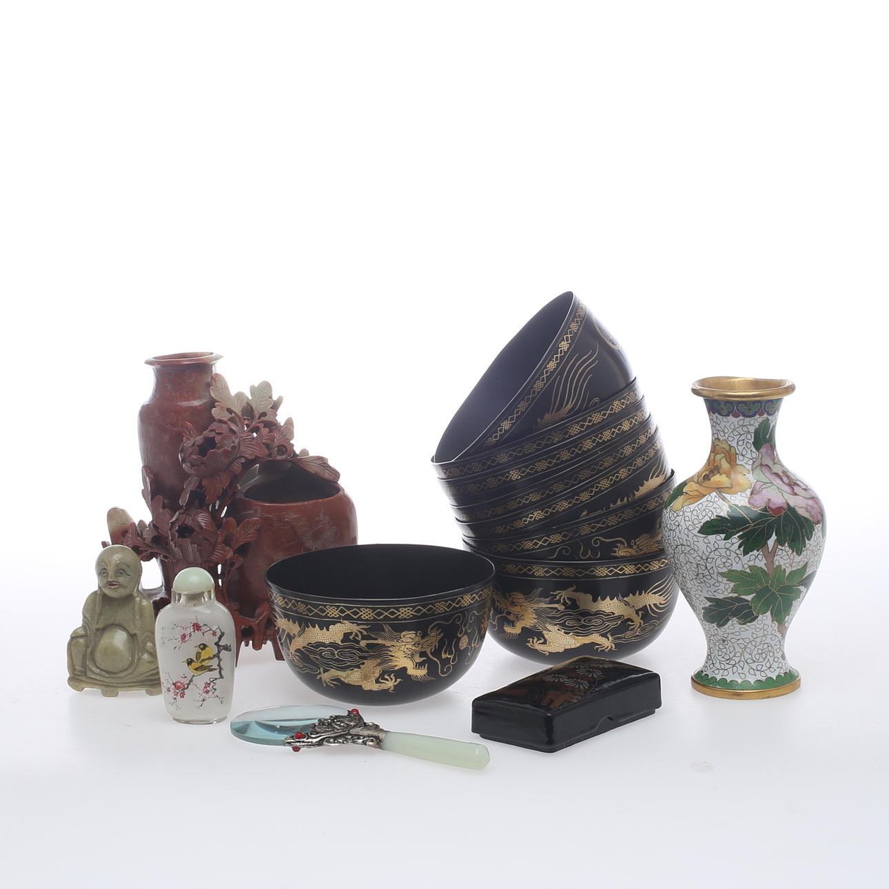 PARTI ORIENTALISKT, 14 delar, bland annat lackarbeten.