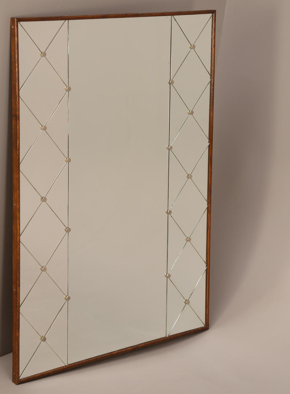 VÄGGSPEGEL, träram, slipat glas, Glas&Trä Hovmantorp, 1960/70-tal.