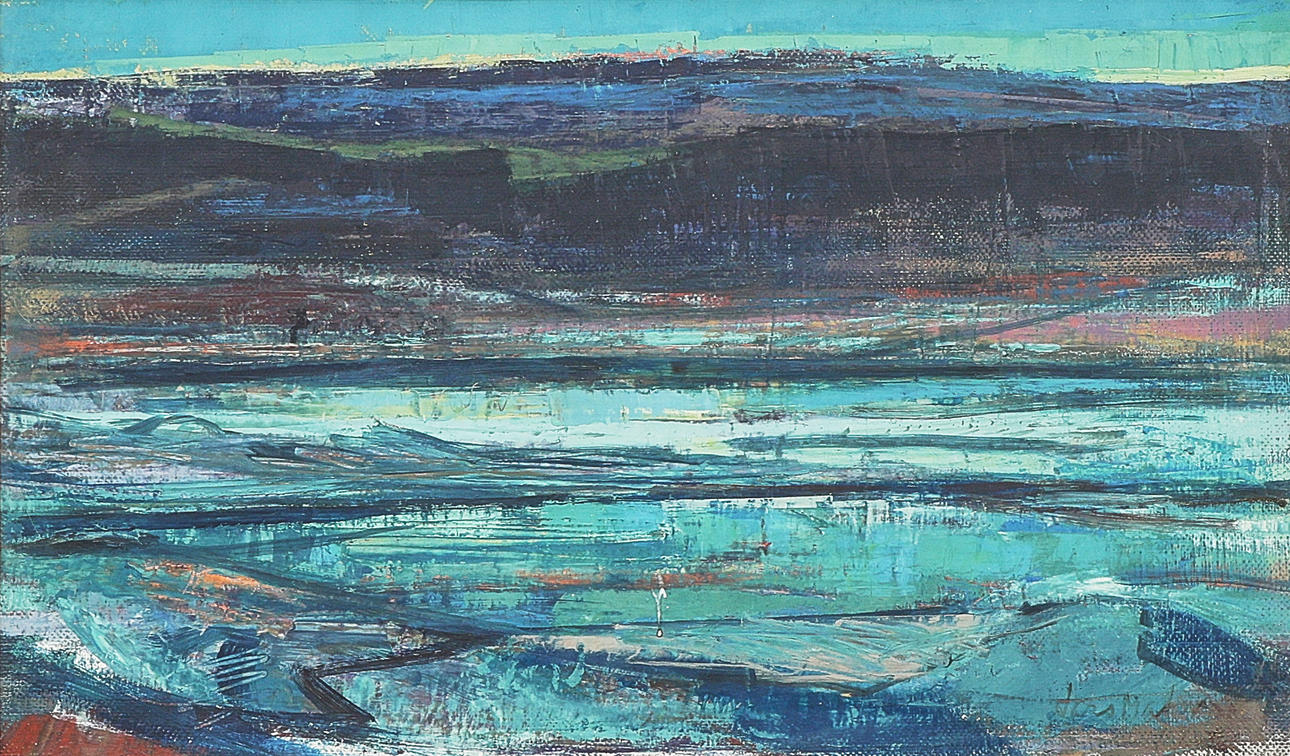 LARS MATSON. oil painting, "Vårvinter vid Vindelälven", signed, canvas.