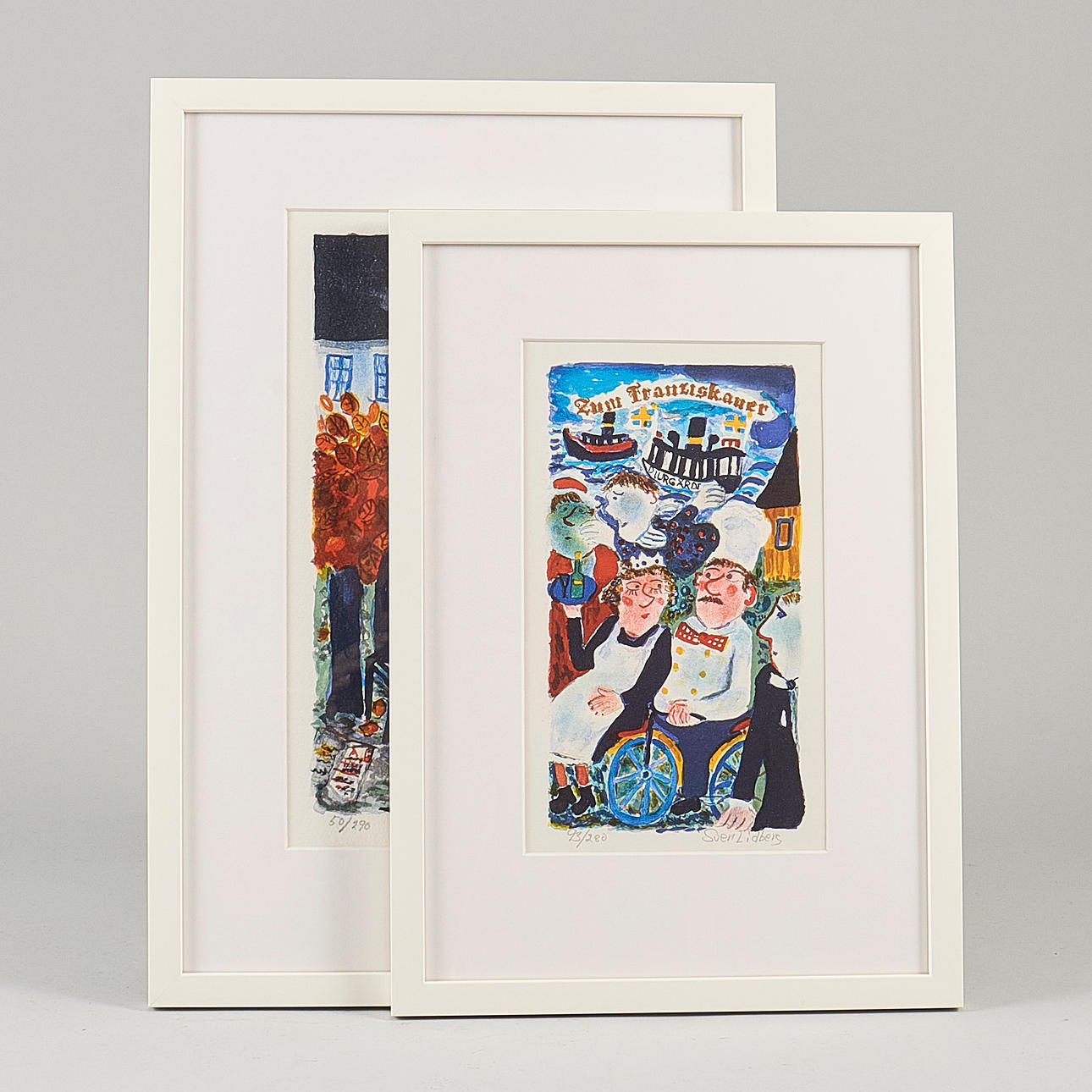 SVEN LIDBERG. COLOUR LITHOGRAPHS, 2 pcs, Restaurants, Signed.