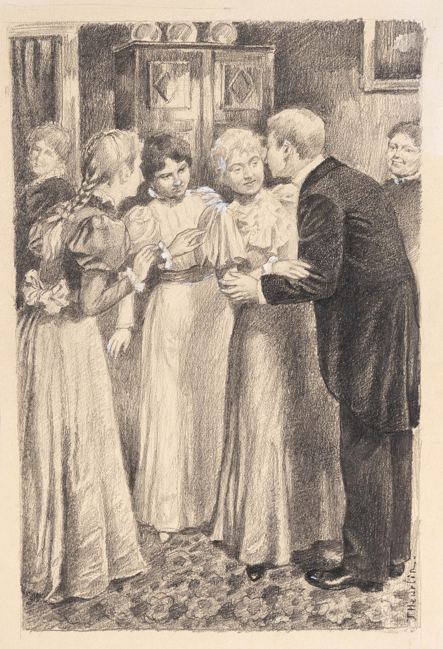 TEODOR HEURLIN. Tusch & täckvitt på papper, Signerad 1800-1900-tal.