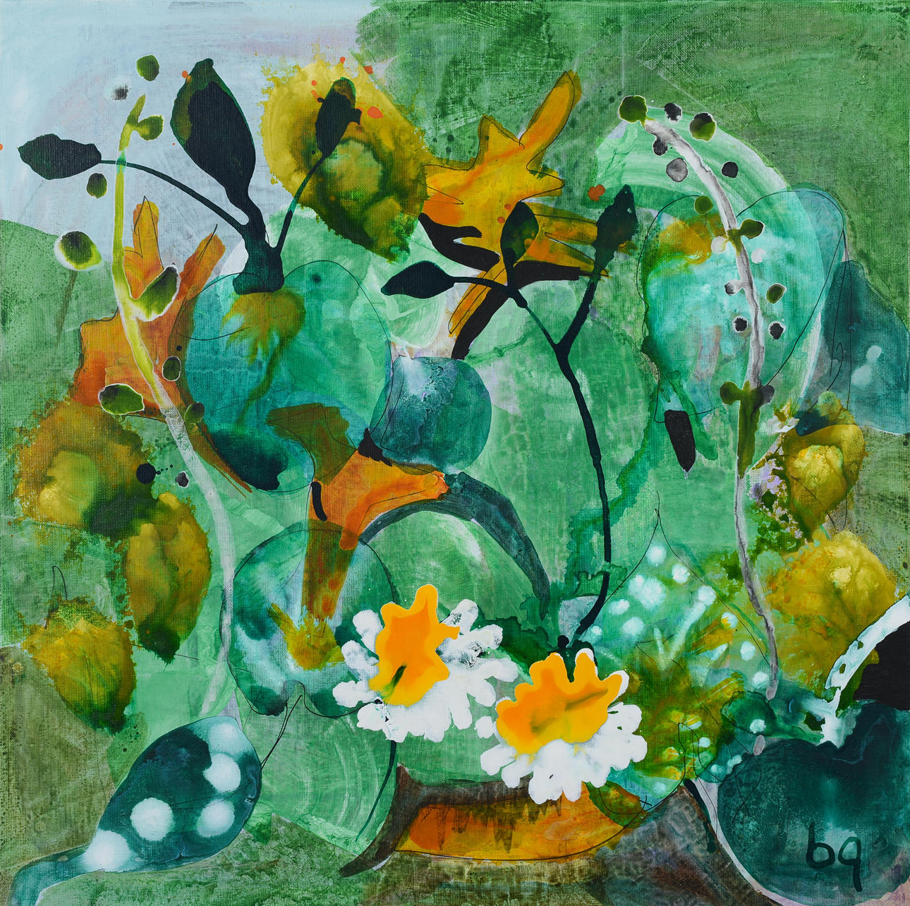 BIRGITTA GLENMARK. Composition, acrylic on canvas, monogram signed.
