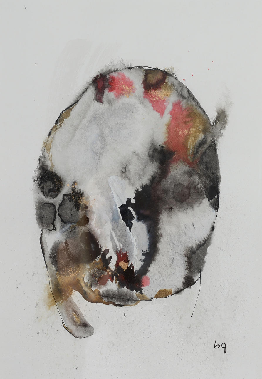 BIRGITTA GLENMARK. Composition, mixed media on paper, monogram signed.
