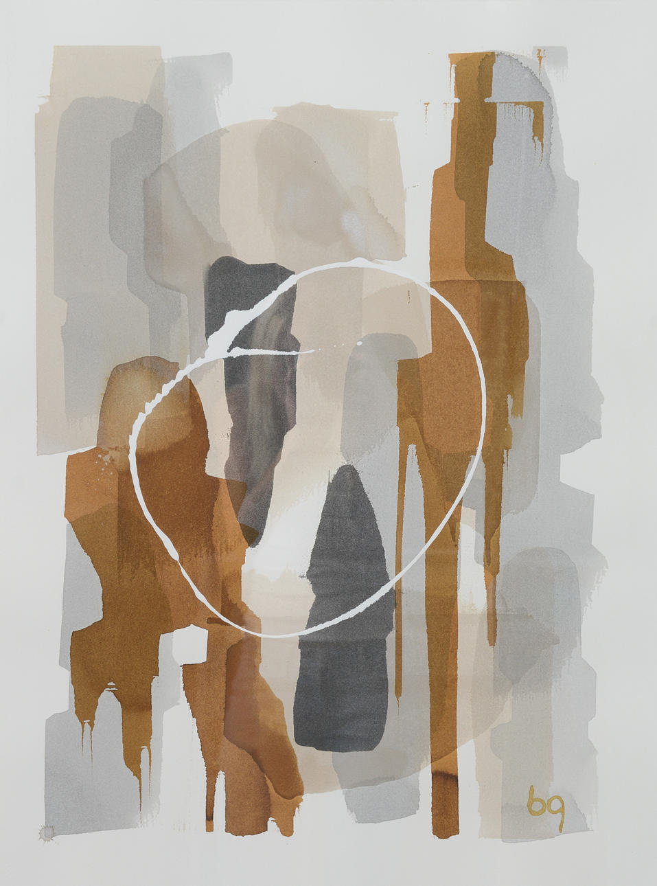 BIRGITTA GLENMARK. Composition, mixed media on paper, monogram signed.