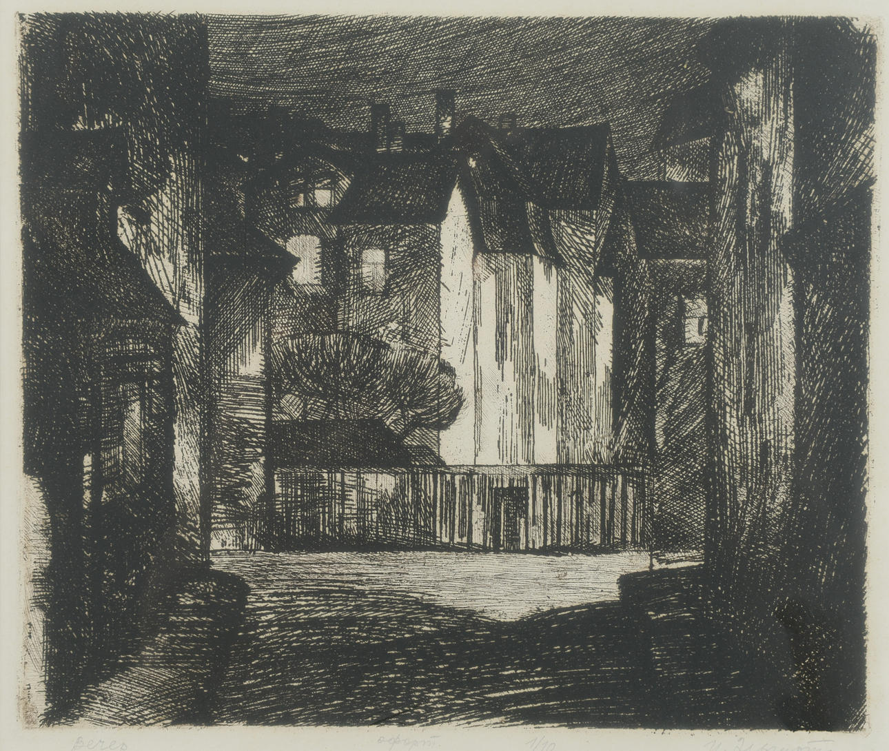 IOSIF ELGURT. "Evening" ("Kväll" or "Afton"), etching.