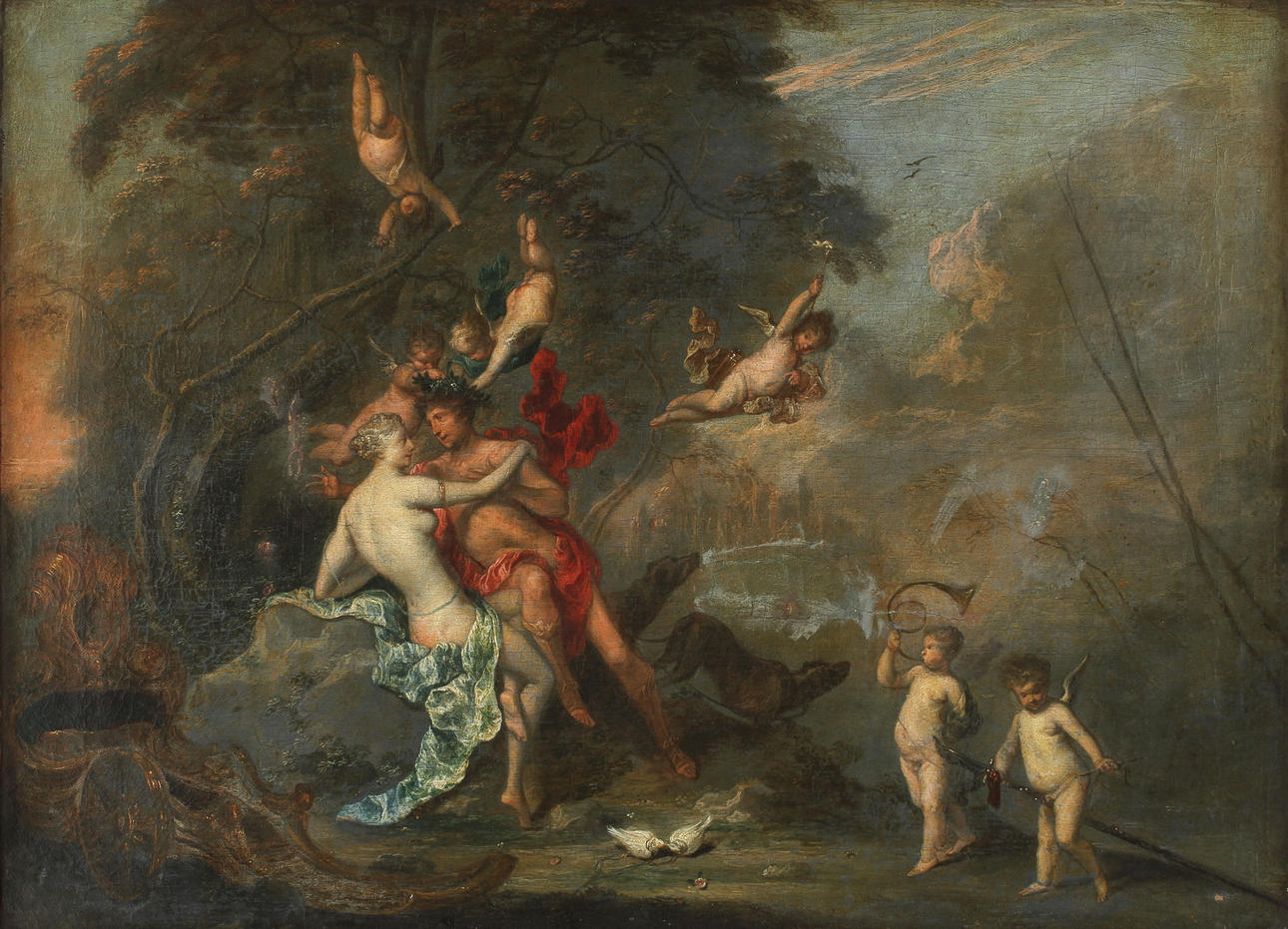 OKÄND KONSTNÄR, olja på duk, 16/1700-tal.