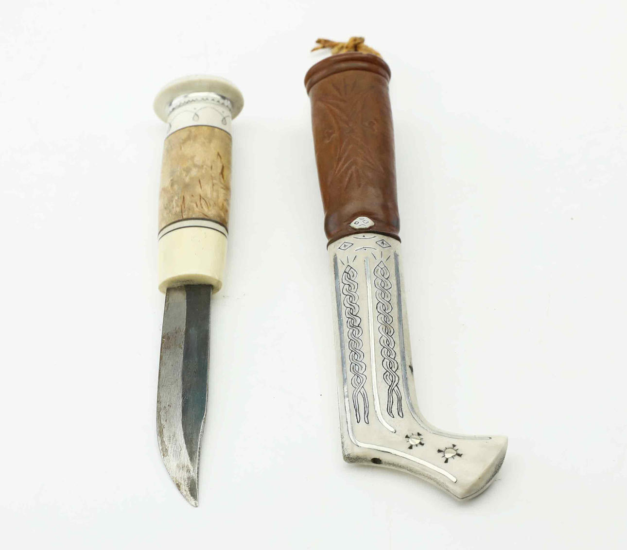 KNIV, halvhorn, signerad P.N