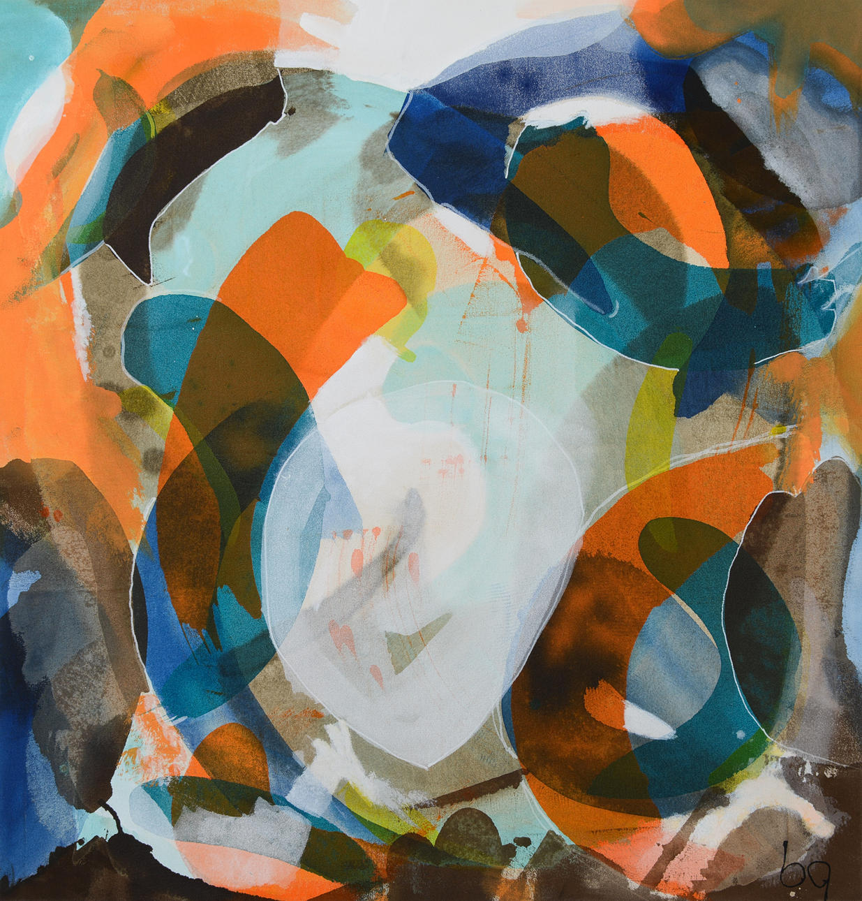 BIRGITTA GLENMARK. Composition, acrylic on canvas, monogram signed.