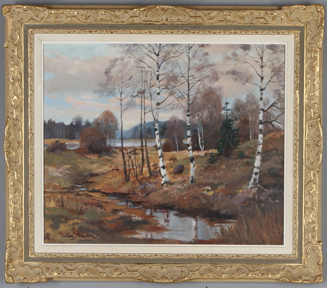 DAN MARTIN MASELL. Myr med björkar, olja på duk, signerad.