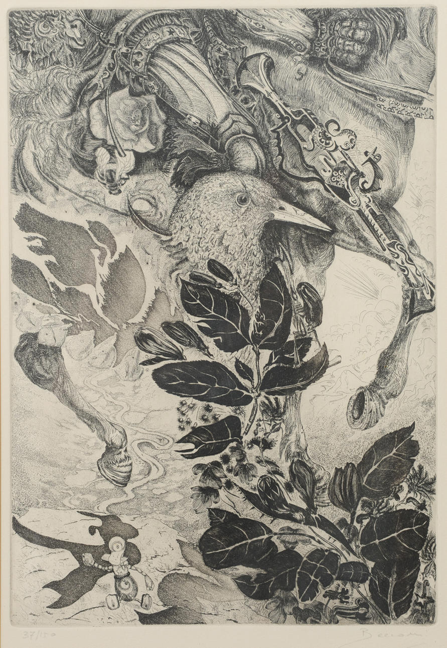 STEFANO BECCARI. Etsning, signerad.