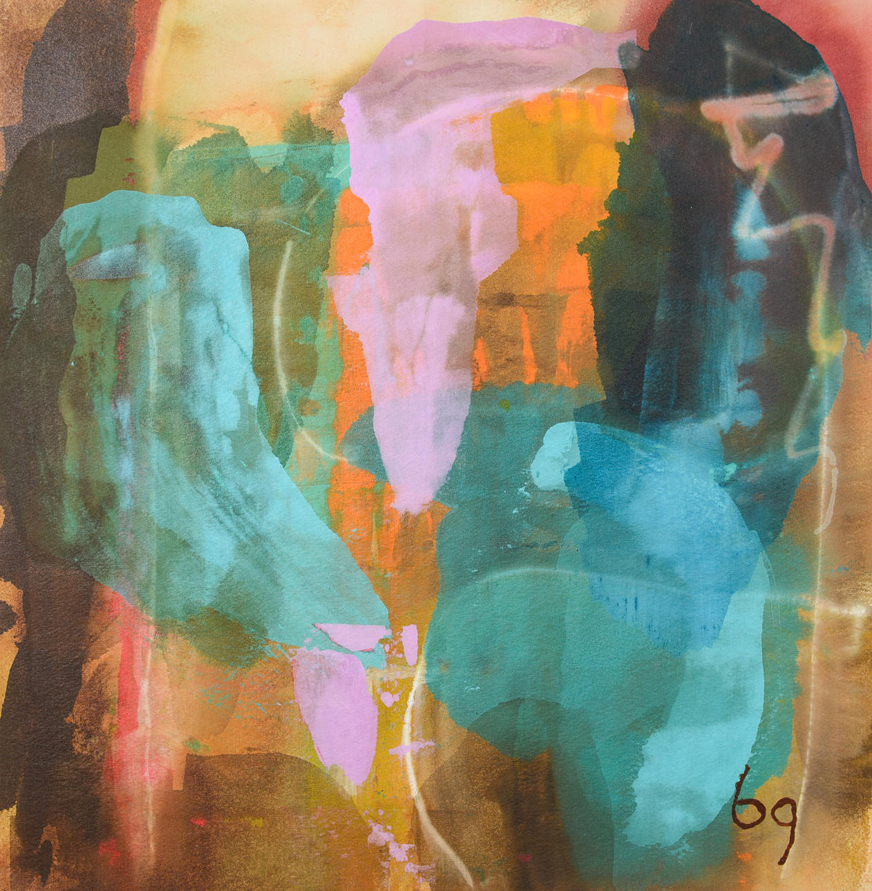 BIRGITTA GLENMARK. Composition, acrylic on canvas, monogram signed.