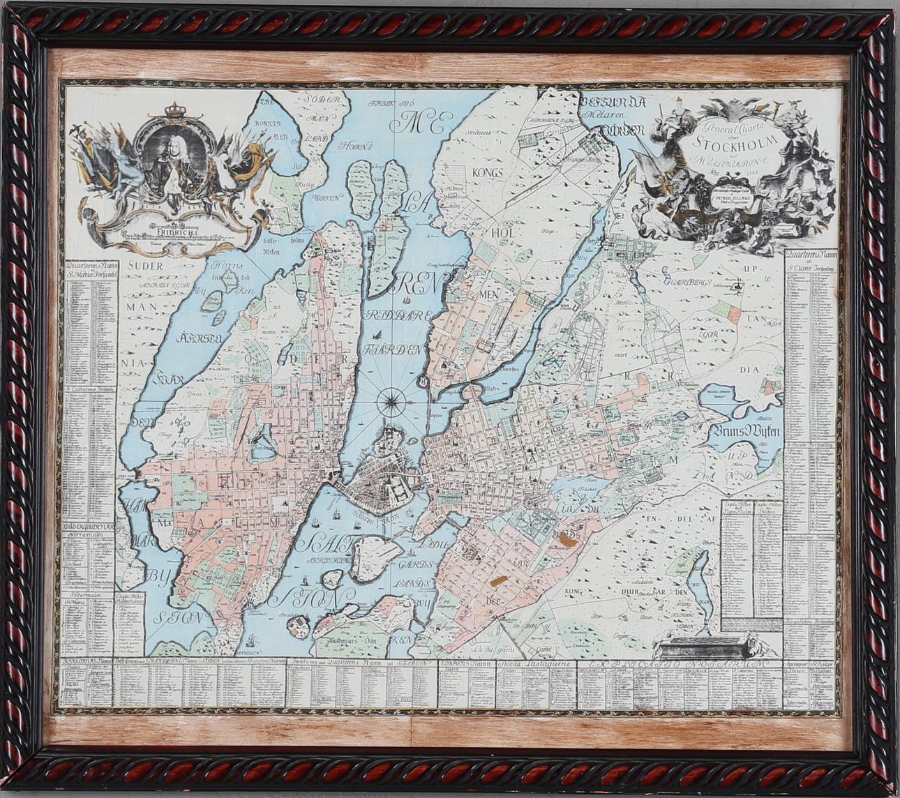 KARTA, grafiskt tryck, efter Stockholm 1733.