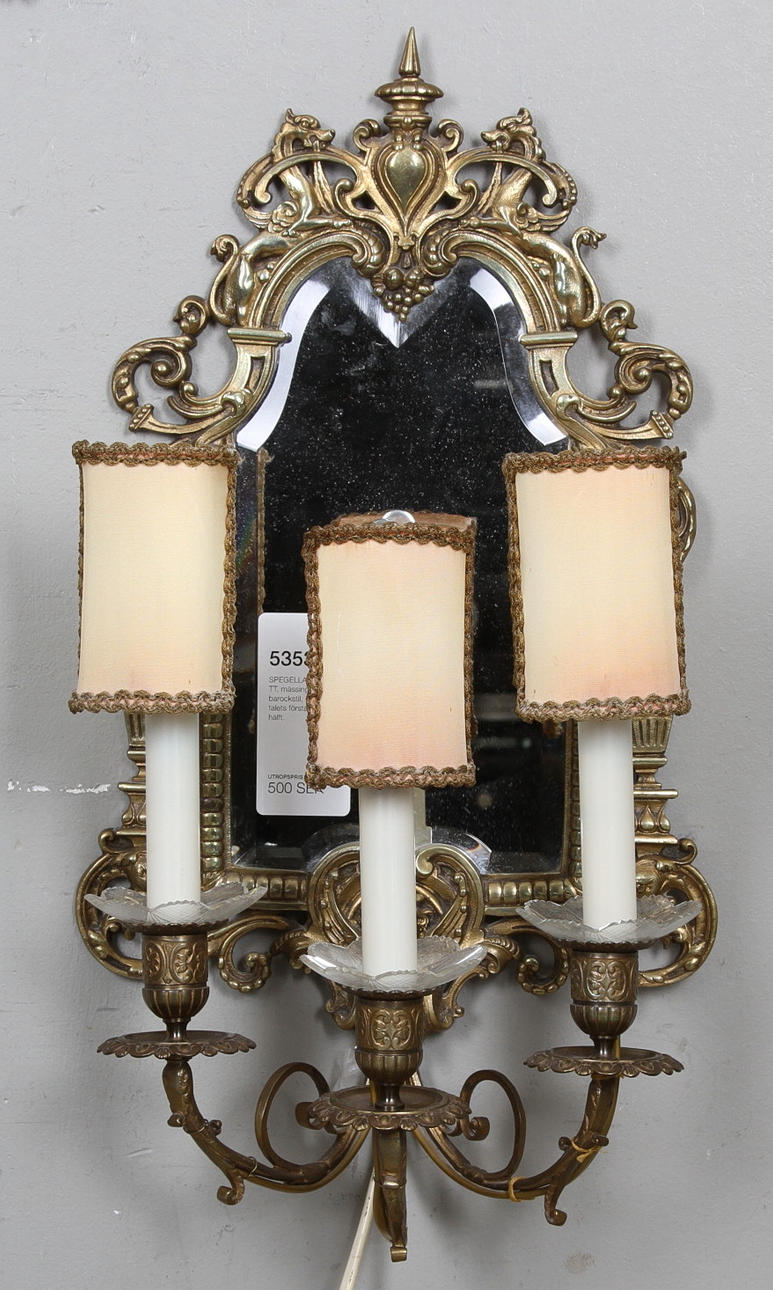 SPEGELLAMPETT, mässing, barockstil, 1900-talets första hälft.