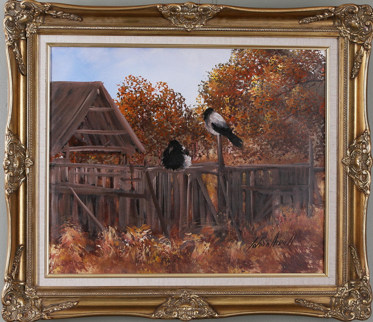 JOHAN ARVALL. Fåglar, olja på duk, signerad.