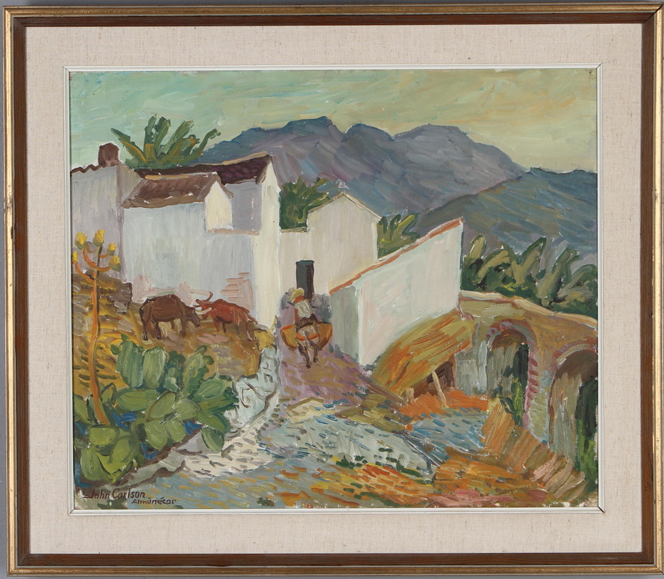 JOHN CARLSSON. Bymotiv från Almunécar. olja på duk, signerad.