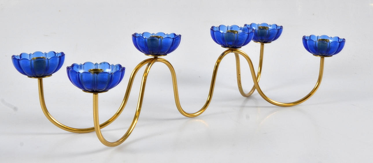 LJUSSTAKE, mässing och glas, Gunnar Ander, Ystad Metall.