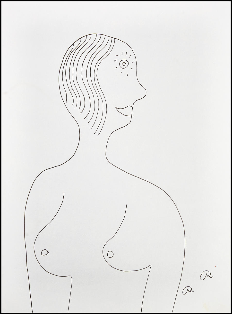ROGER RISBERG (Sweden, Gothenburg, 1956-2011). Model study, monogram signed RR, ink drawing.