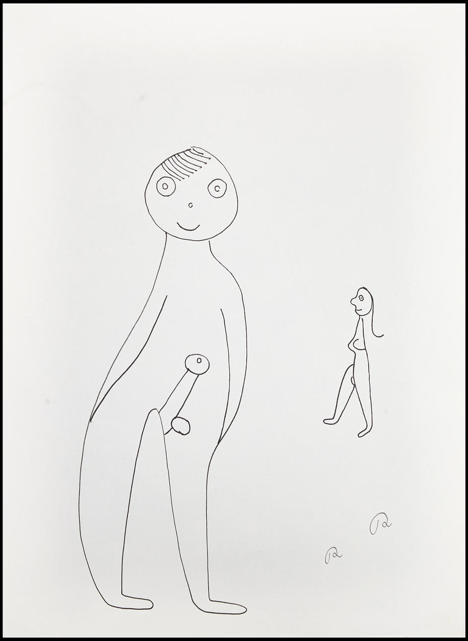 ROGER RISBERG (Sweden, Gothenburg, 1956-2011). Figure study, monogram signed RR in pencil, ink drawing.