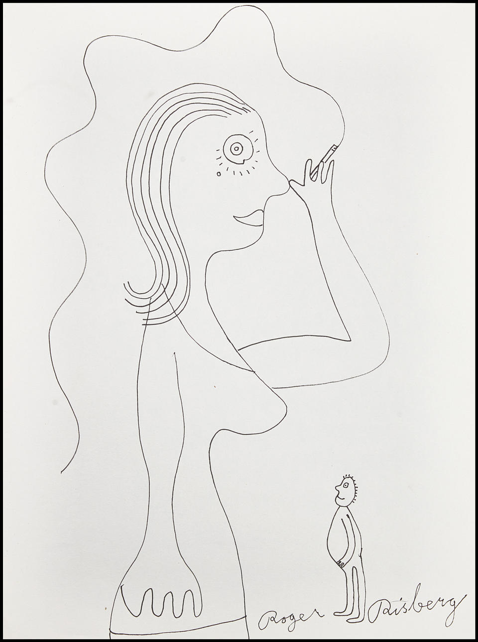 ROGER RISBERG (Sweden, Gothenburg, 1956-2011). Rökstund, signed Roger Risberg, ink drawing.