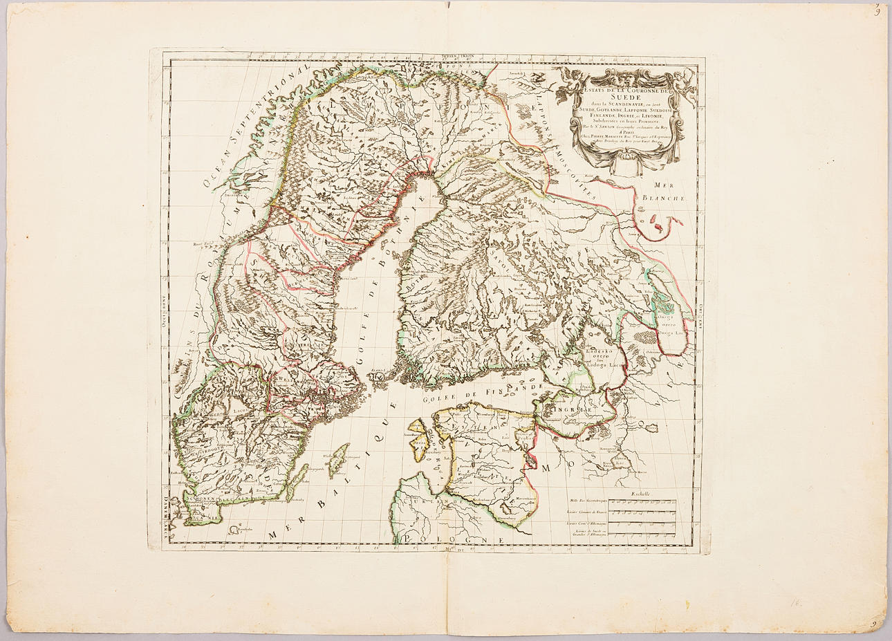KARTA ÖVER SKANDINAVIEN AV SANSON, ca 1665.
