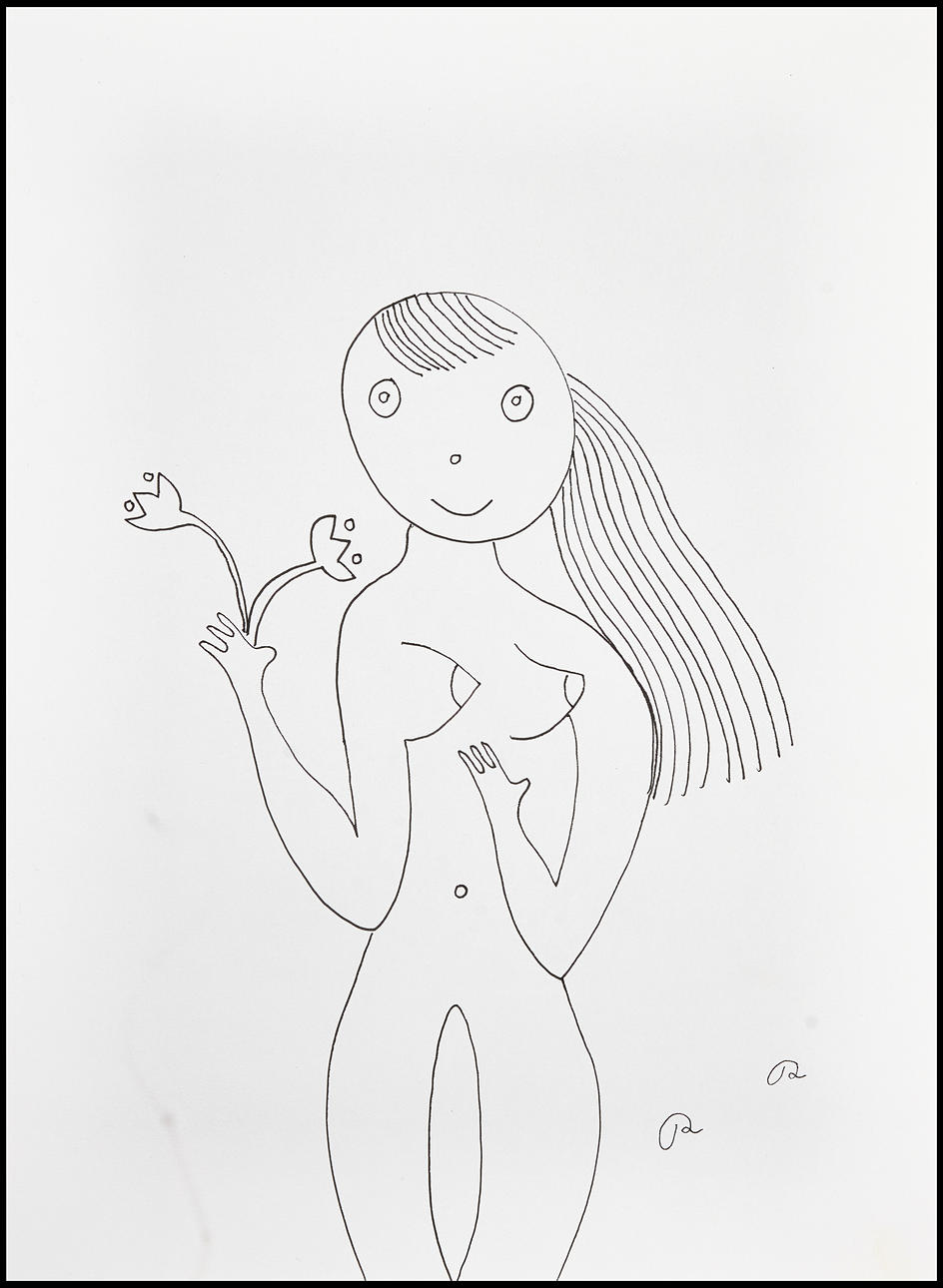 ROGER RISBERG (Sweden, Gothenburg, 1956-2011). Model study, monogram signed RR, ink drawing.
