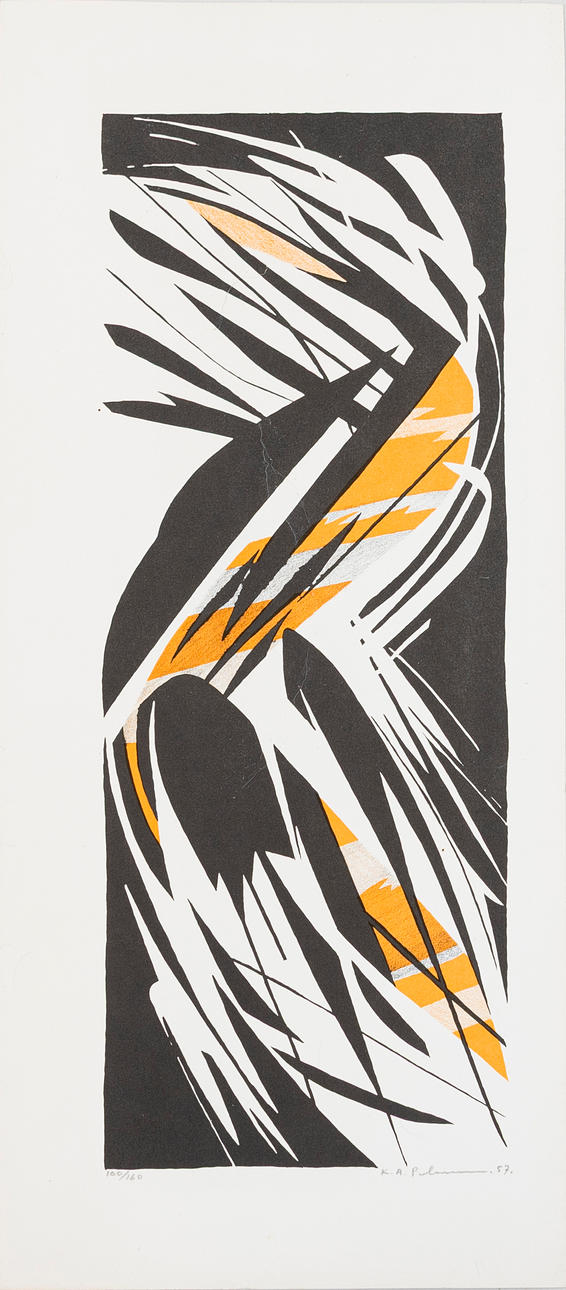 KARL AXEL PEHRSON. Abstract composition, colour lithograph, numbered 100/160, signed and dated 57.