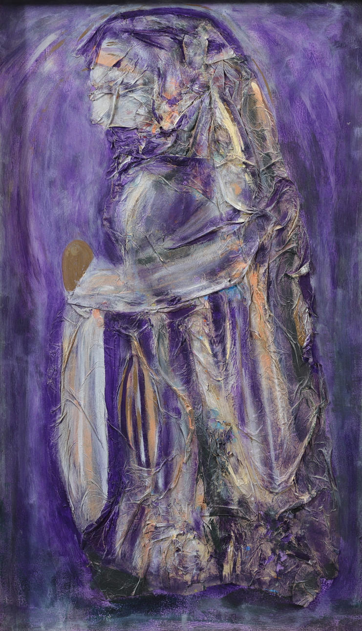 CHRISTIN OHLIN (1946-2025). Figure composition, mixed media on panel.
