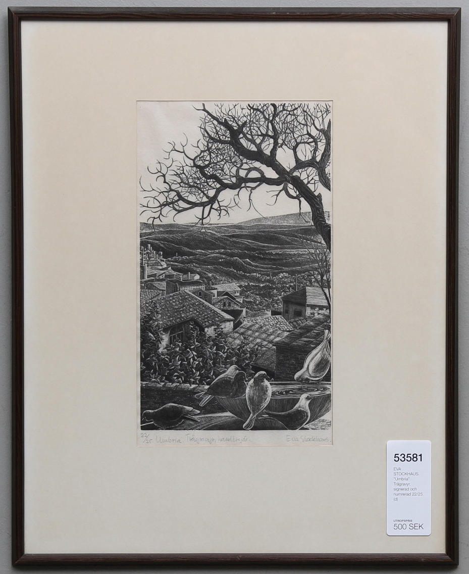 EVA STOCKHAUS. "Umbria". Trägravyr, signerad och numrerad 22/25.