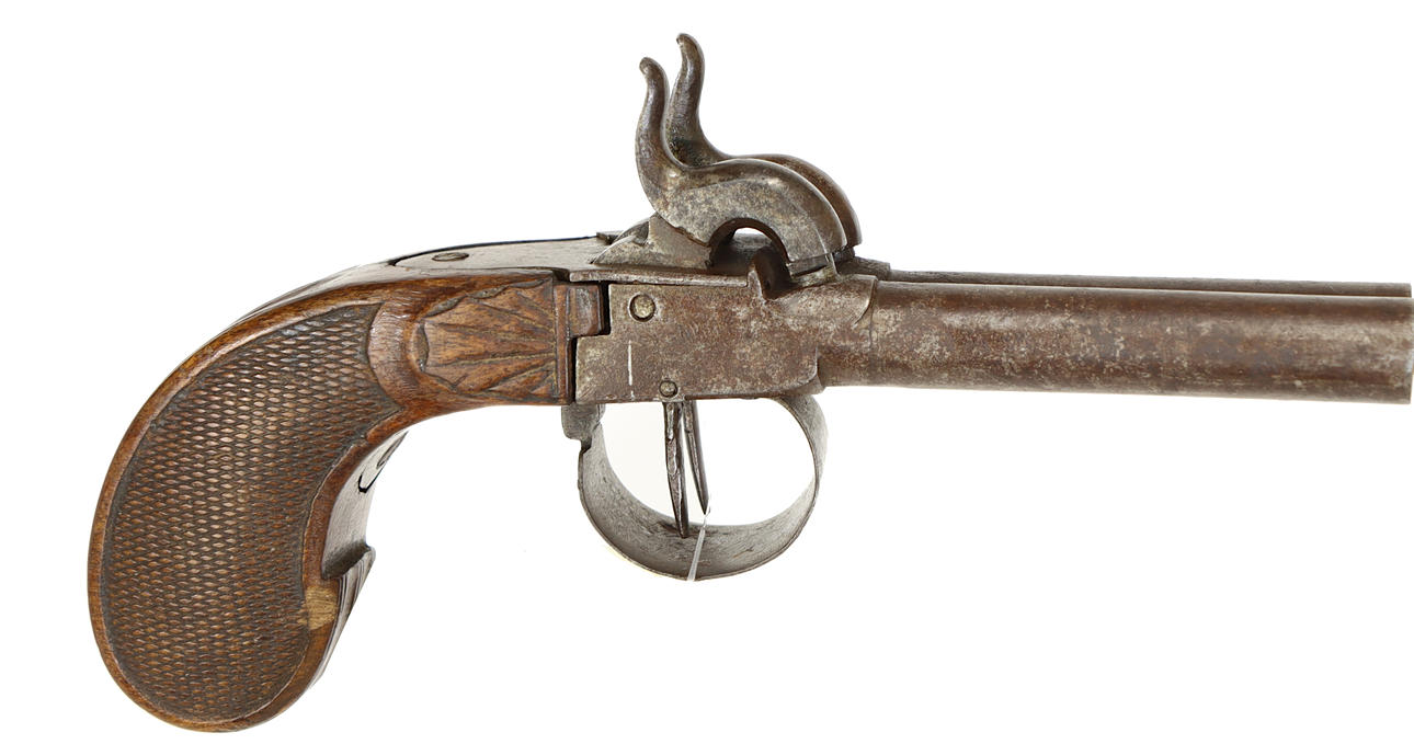 PERCUSSION PISTOL DOUBLE-BARRELLED BELGIAN.
