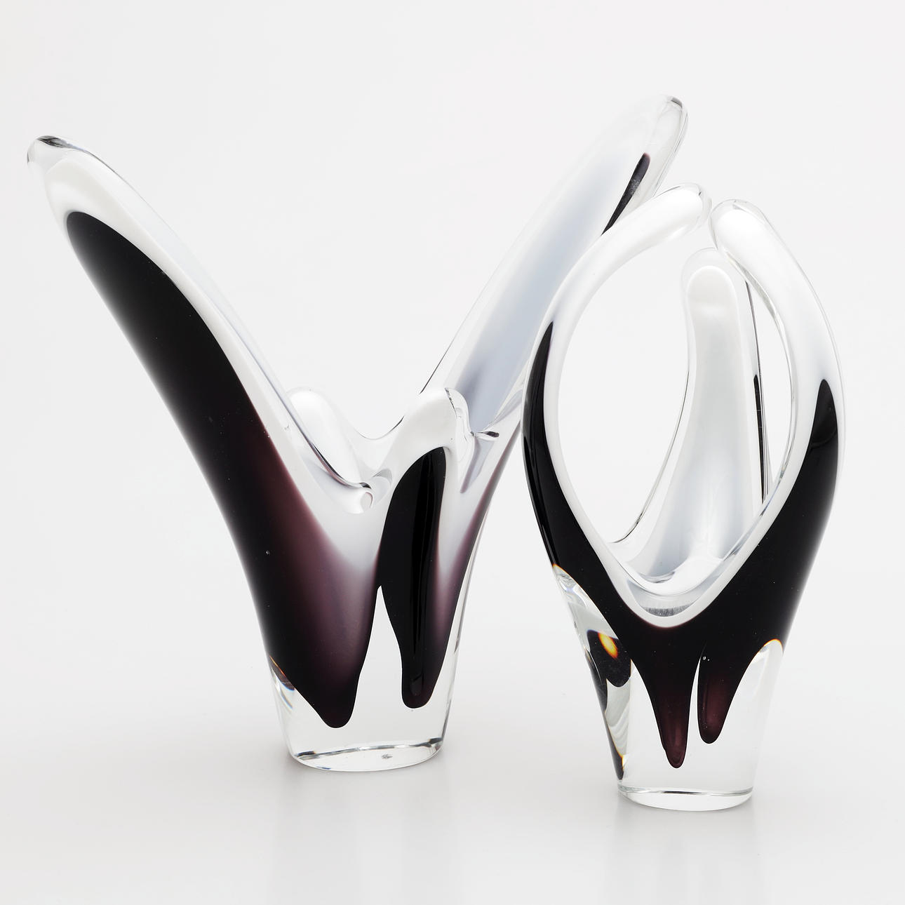 VASER, 2 st, glas, coquille, Flygsfors.