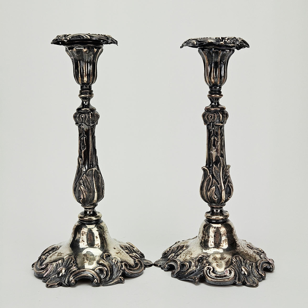 CANDLESTICKS, a pair, silver, Frans Holm, Vadstena 1854.