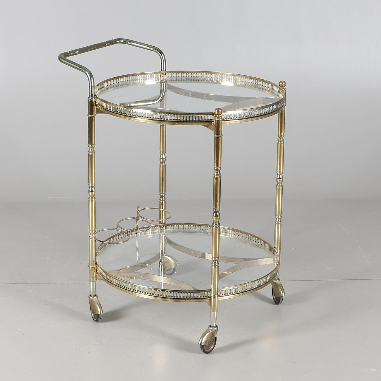 SERVERINGSVAGN, 2 hyllplan, metall och glas, 1900-talets andra del.