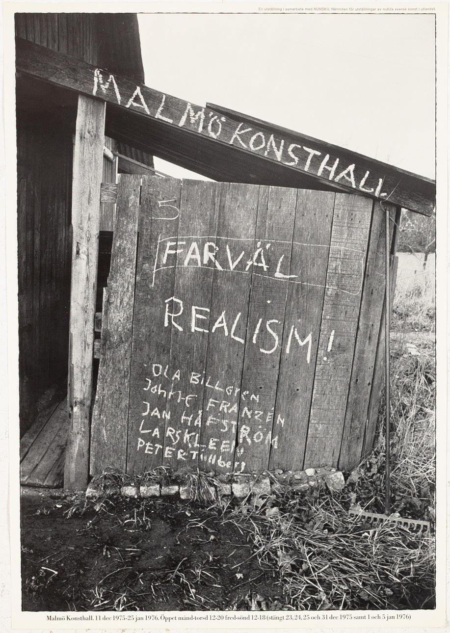 UTSTÄLLNINGSAFFISCH. "Farväl Realism!", Malmö Konsthall, 1976