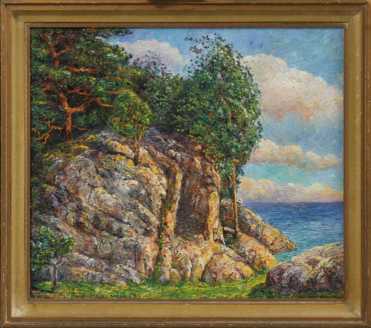 ROLF JONSSON. Kustbild, olja på pannå, signerad.