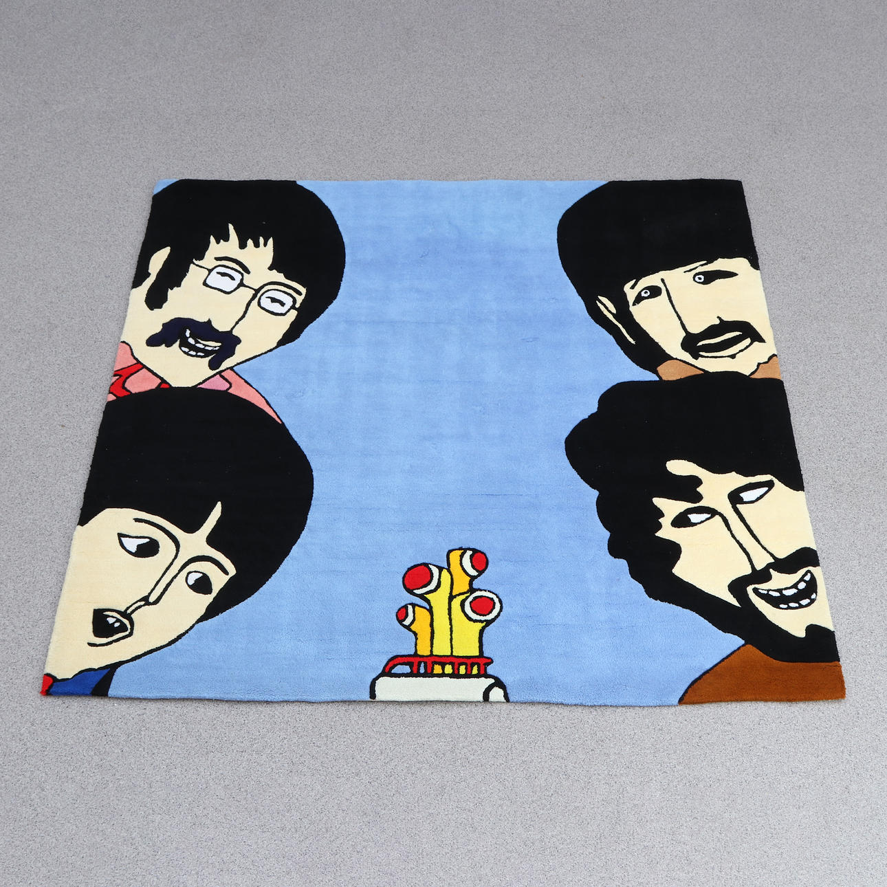THE BEATLES, MATTA. Tuftad ull. "Yellow Submarine". Samtida tillverkning