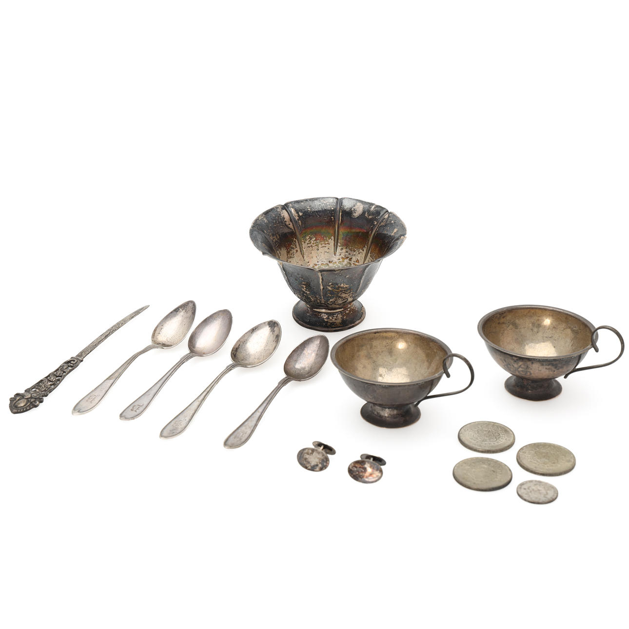 SAMLING SILVER, 13 delar, vikt 252 gram