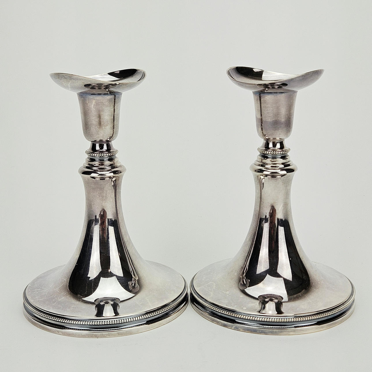 CANDLESTICKS, a pair, silver, Mgab, Uppsala 1962.