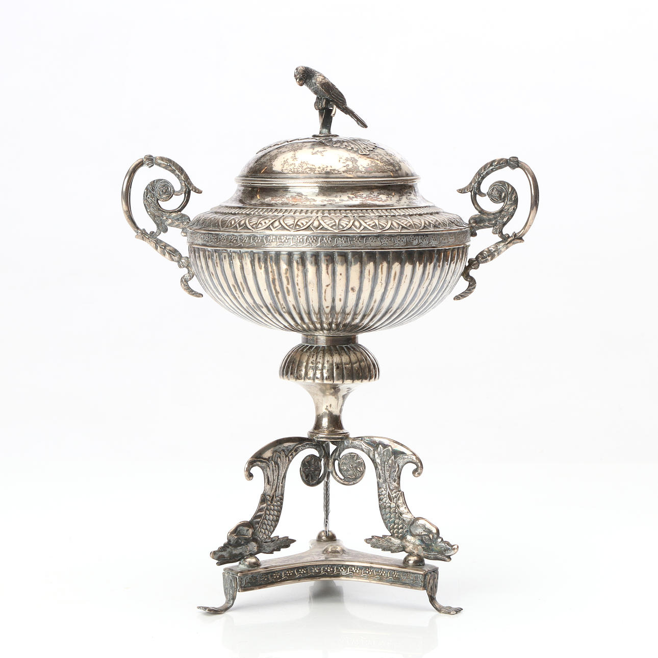 MAGNUS FRYBERG, SOCKERSKÅL MED LOCK. Silver. Jönköping, 1828. Empire. Vikt ca 820 gram