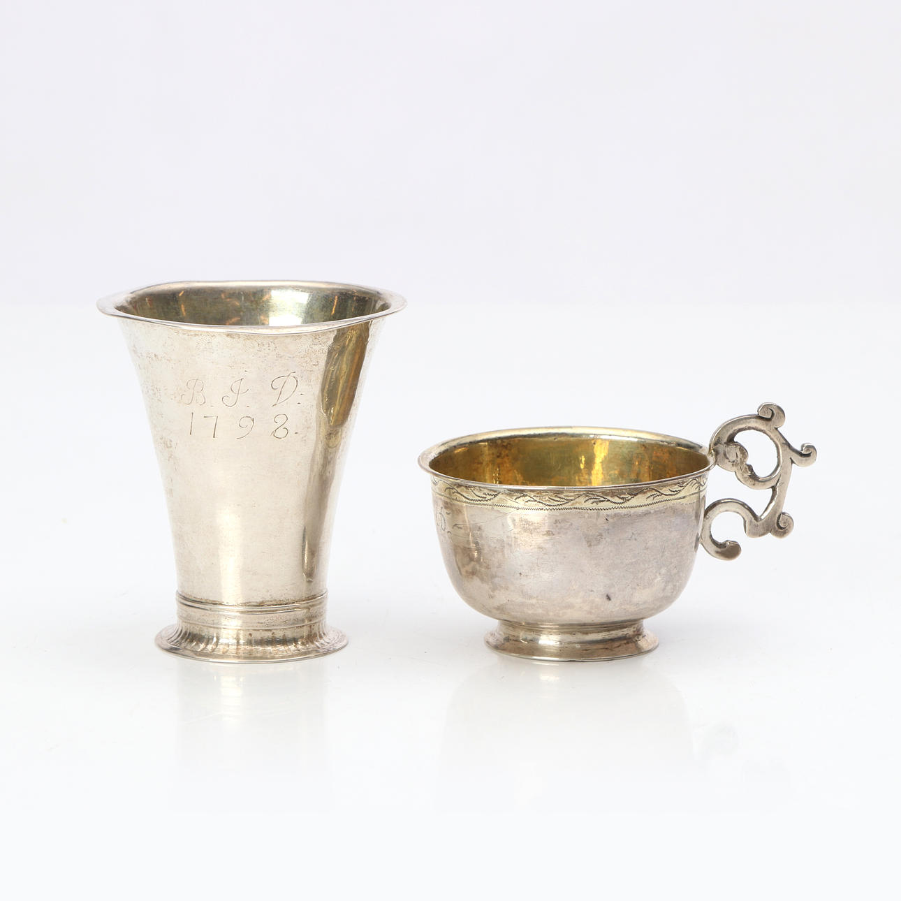 KOPP OCH BÄGARE. Silver. 1700-tal