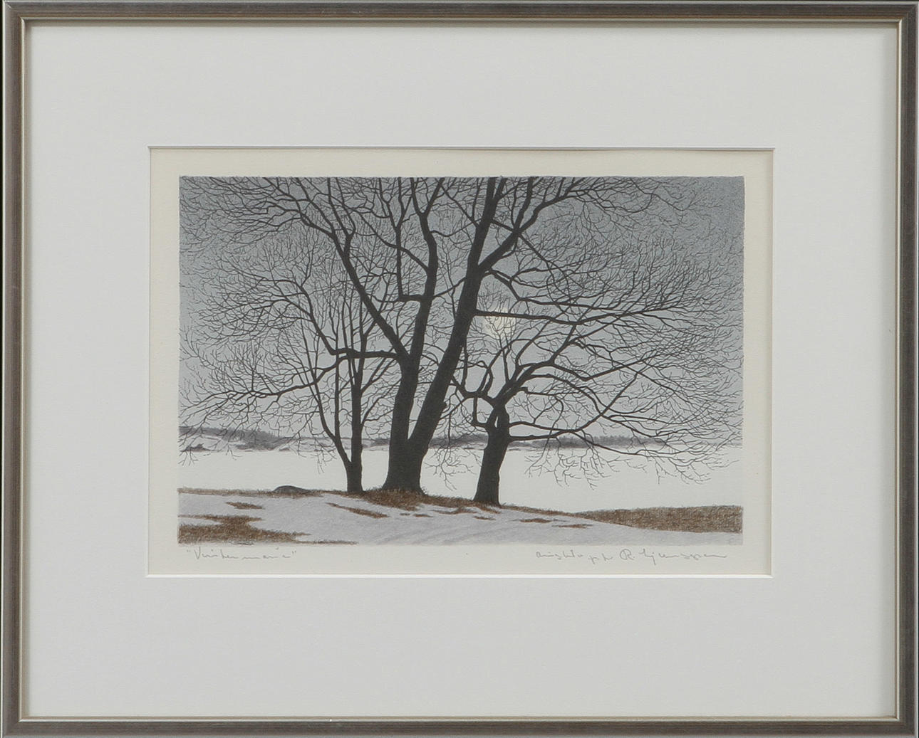 REINHOLD LJUNGGREN. Vintermåne, litografi, sign.