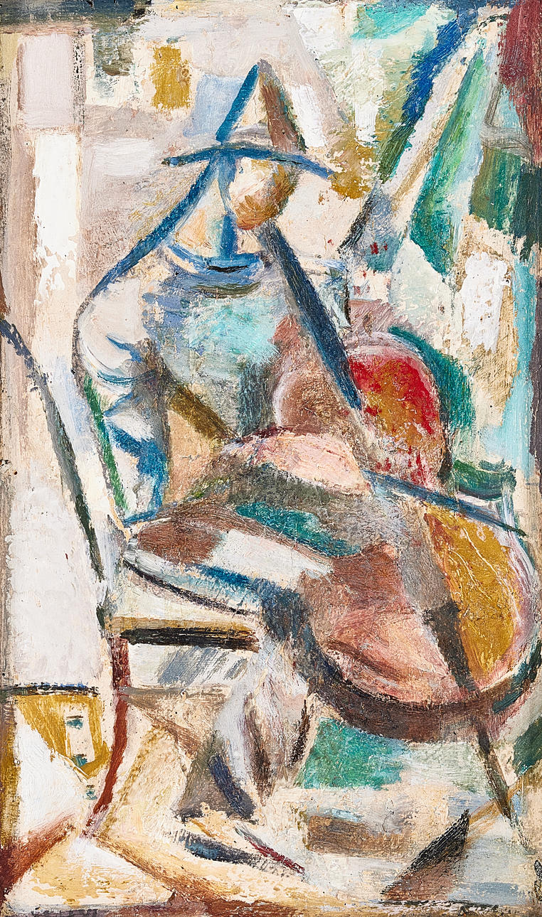 JULES SCHYL. Cellist, oil on panel, signed.
