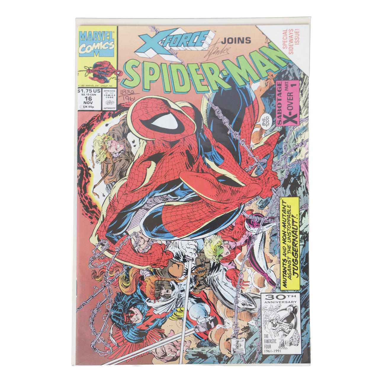 DYNAMIC FORCES AND MARVEL COMICS, SPIDERMAN #16, 1991, SIGNED BY STAN LEE.