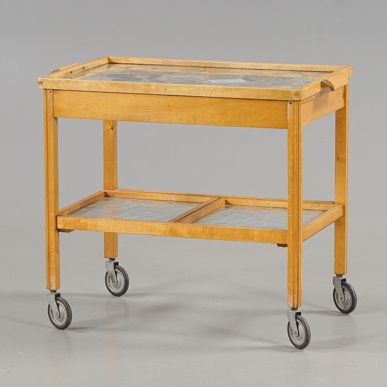 SERVERINGSVAGN Björk & glas, 1940/50-tal.
