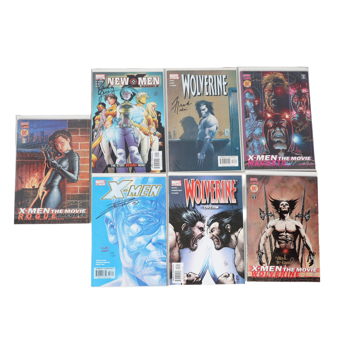 X MEN AND WOLVERINE, DYNAMIC FORCES, SEVEN SIGNED COMICS (7).
