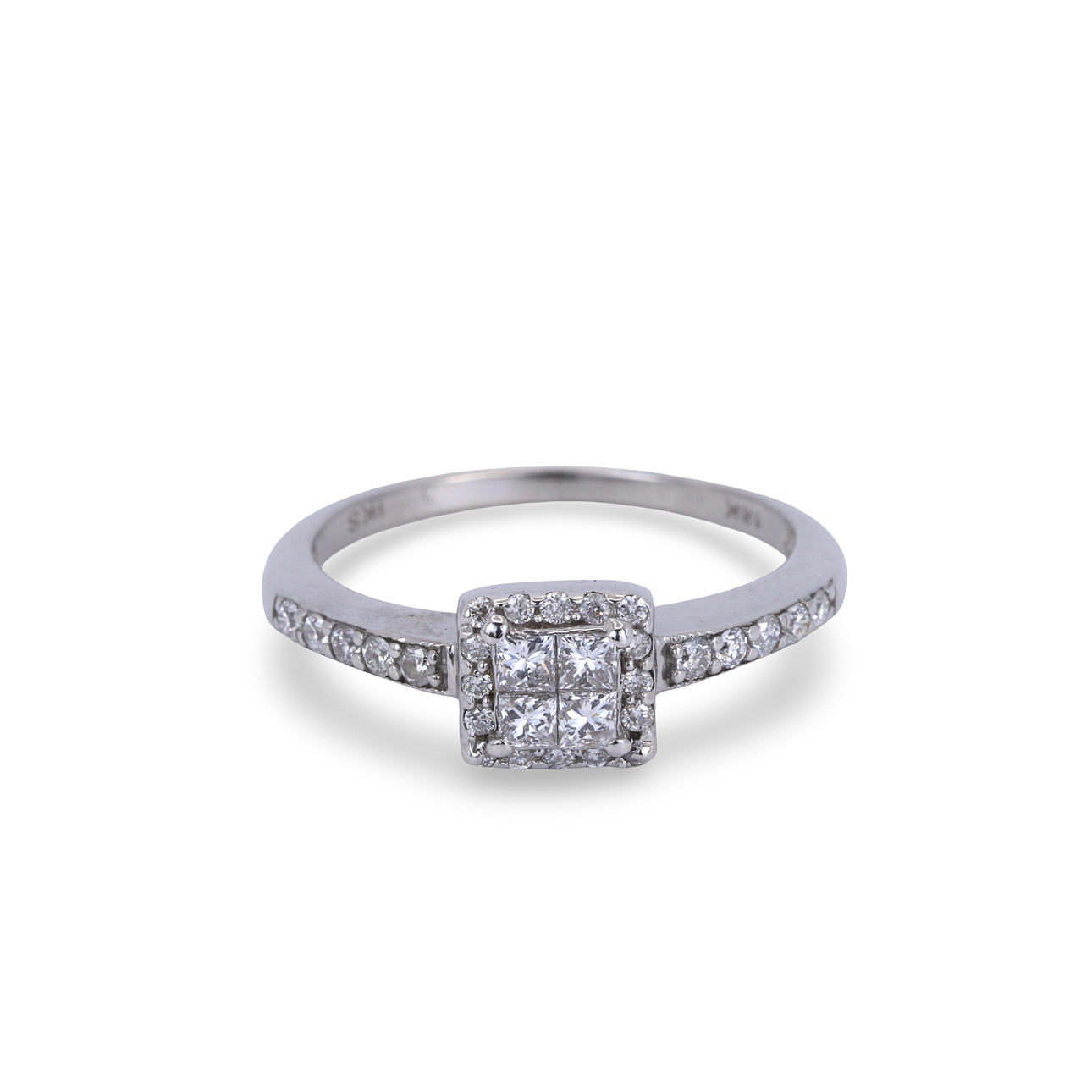 KLUSTER-RING I 18KT GULD MED DIAMANTER.