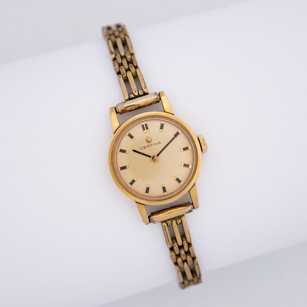 CERTINA DAMUR, AMERICAN GOLD DOUBLE-BOETT, MANUELL UPPDRAVNING, 1950-TAL, AMERICAN GOLD DOUBLE-METALLARMBAND