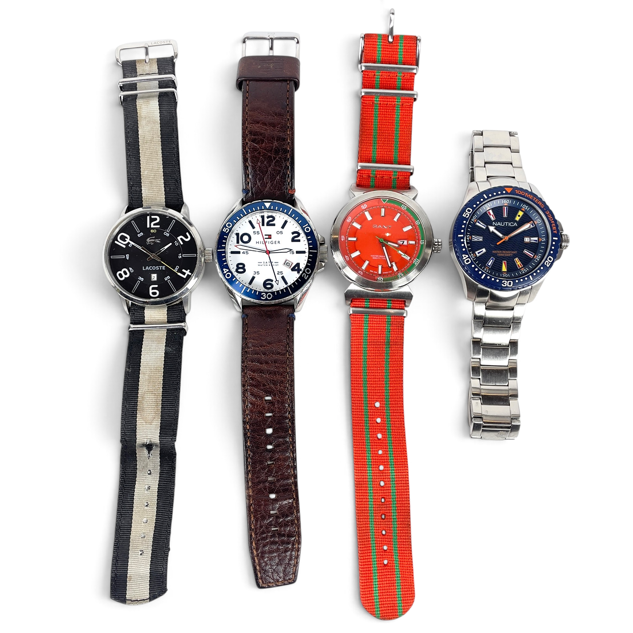 ARMBANDSUR, 4 st, Hilfiger, Lacoste, Nautica, Gant. Quartz.